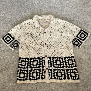 Zara Kids Crochet Short Sleeve Cardigan in Cream